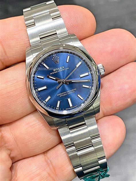 rolex date 34 blau|oyster perpetual date Rolex.